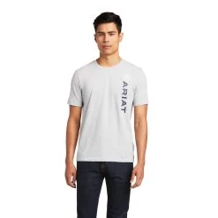Ariat Mens Vertical Logo T-Shirt β Heather Grey