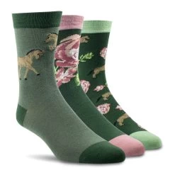 AriatTEK Ladies Charm Crew Socks – Floral Horse