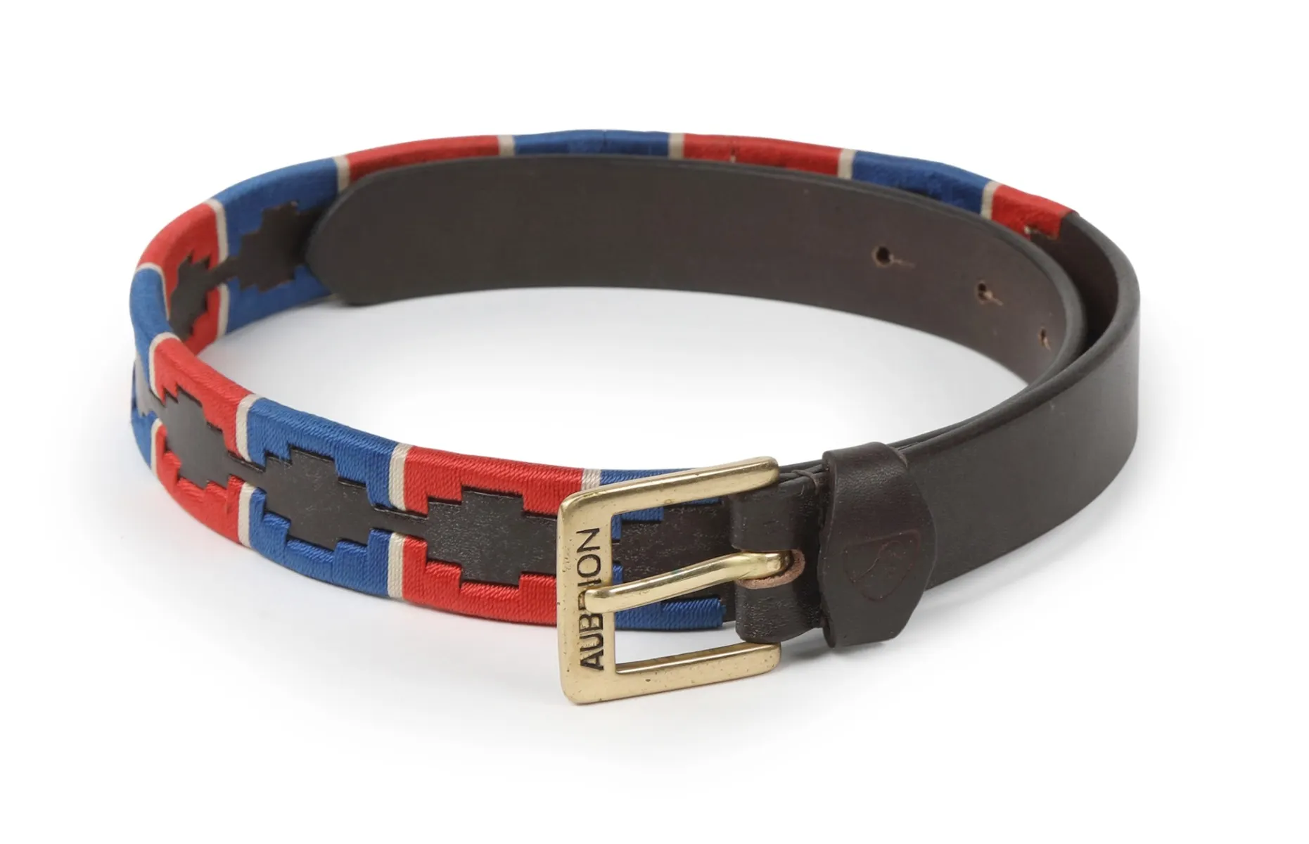 Shires Aubrion Drover Skinny Polo Belt – Navy/Red