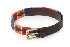 Shires Aubrion Drover Skinny Polo Belt – Turquoise/Red/Orange/Blue
