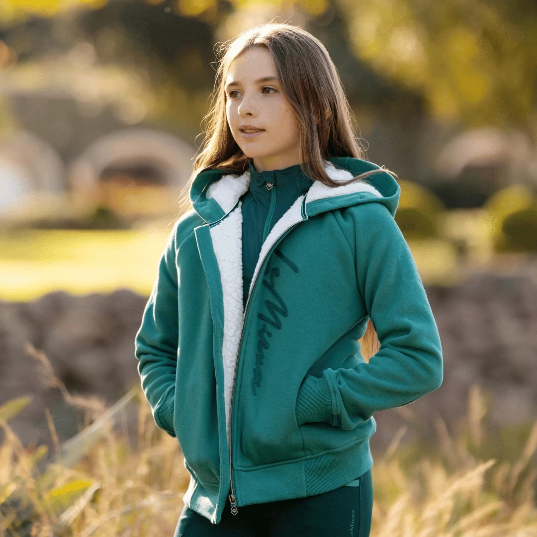 LeMieux Young Rider Sherpa Lined Hollie Hoodie – Evergreen - Image 2