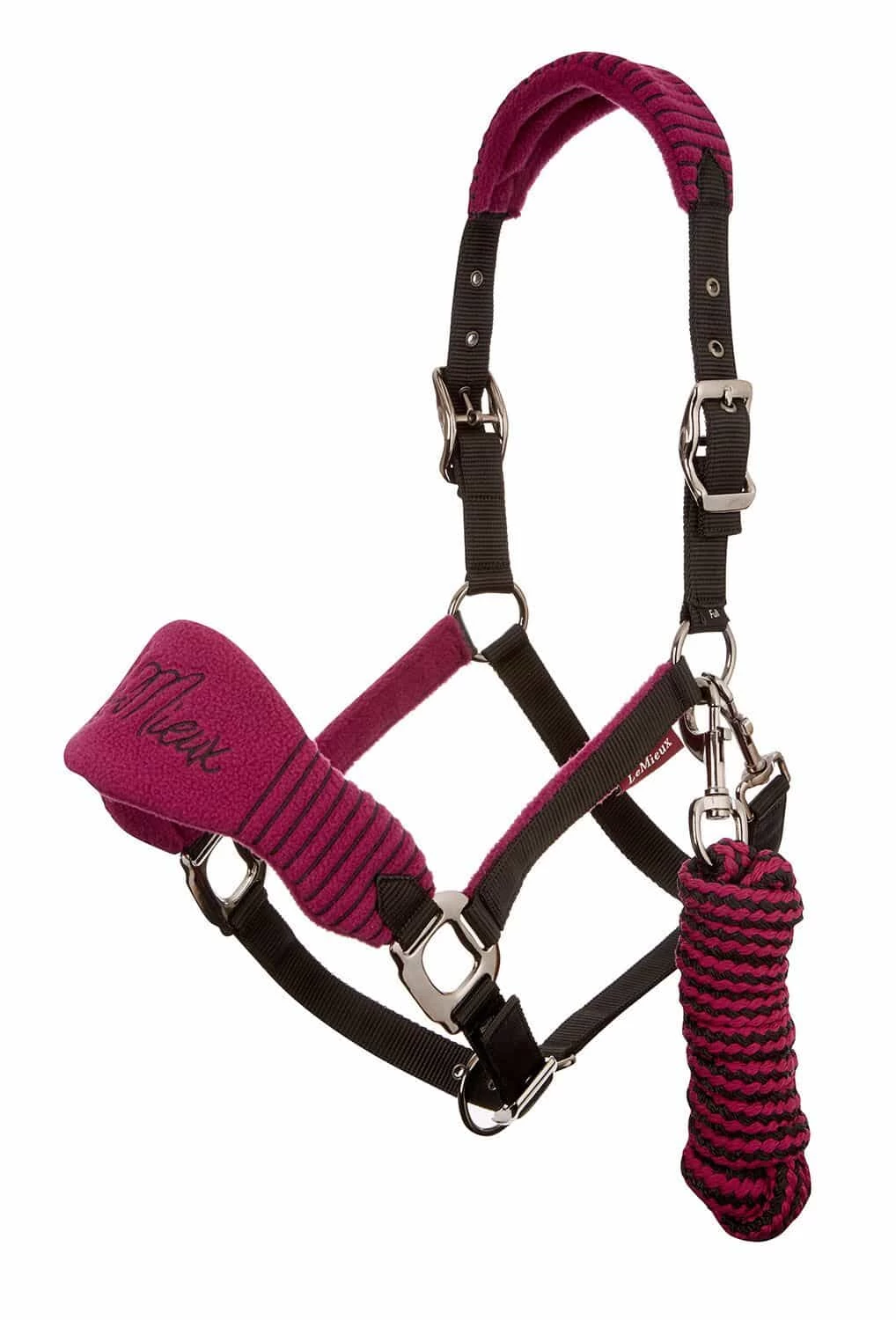 LeMieux Vogue Fleece Headcollar & Leadrope – Plum/Black - Image 2