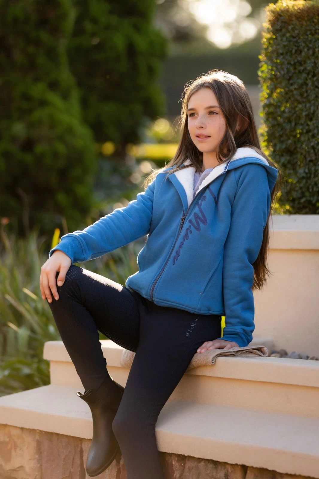 LeMieux Young Rider Sherpa Lined Hollie Hoodie – Atlantic - Image 2