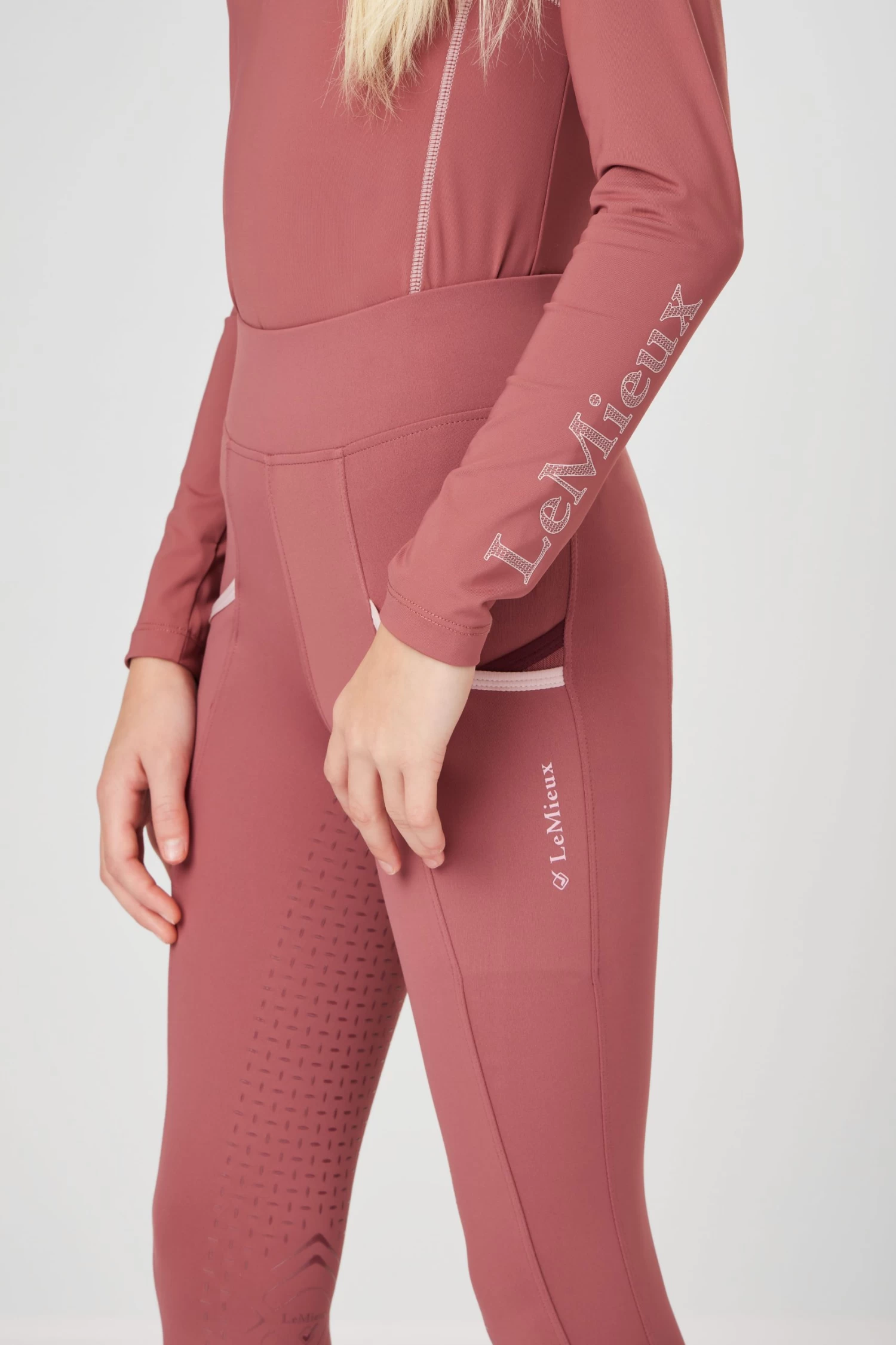 Childrens LeMieux Young Rider Pull On Breeches – Orchid - Image 3