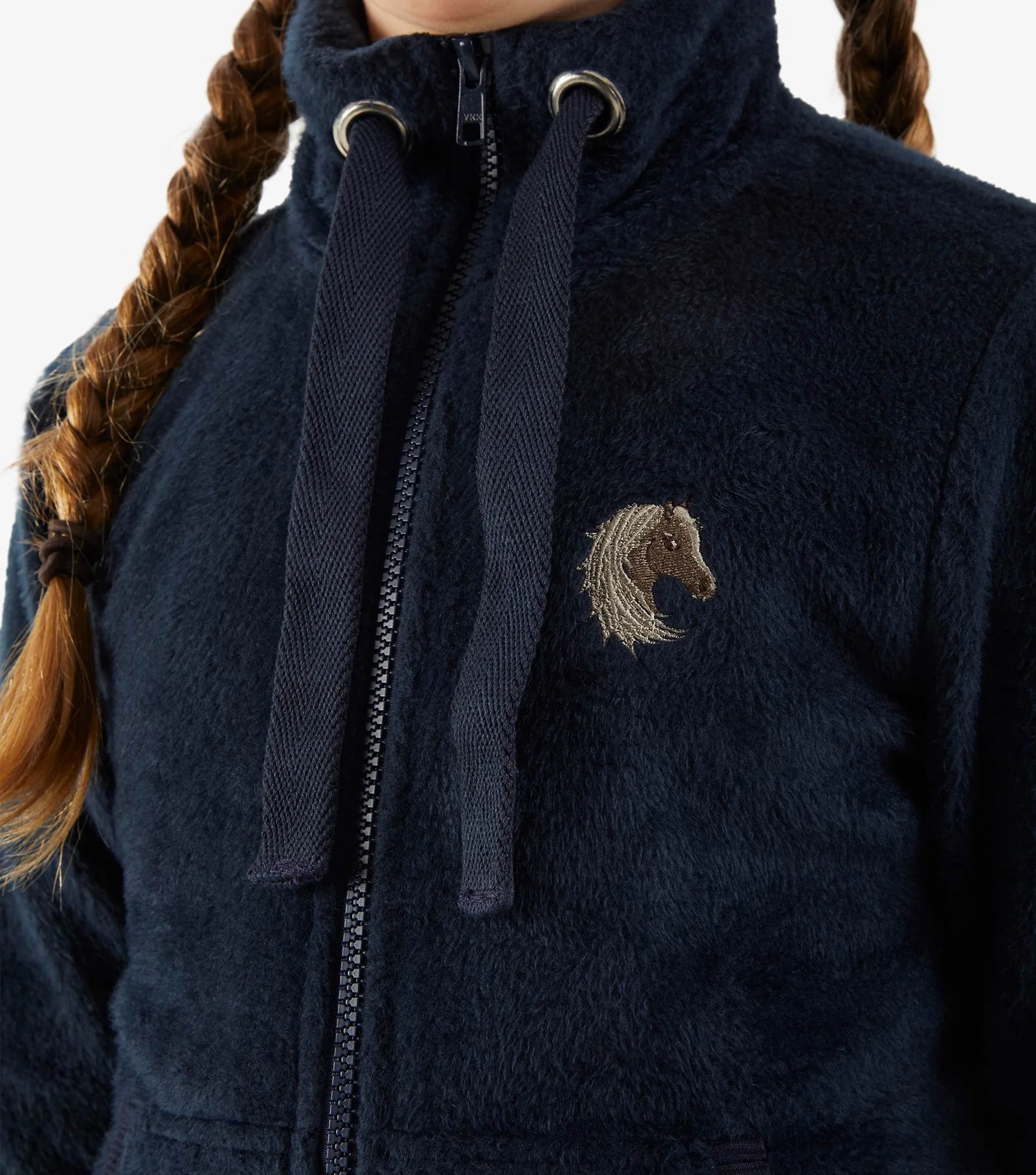 Premier Equine – Girls Sasso Teddy Fleece Riding Jacket – Navy - Image 3