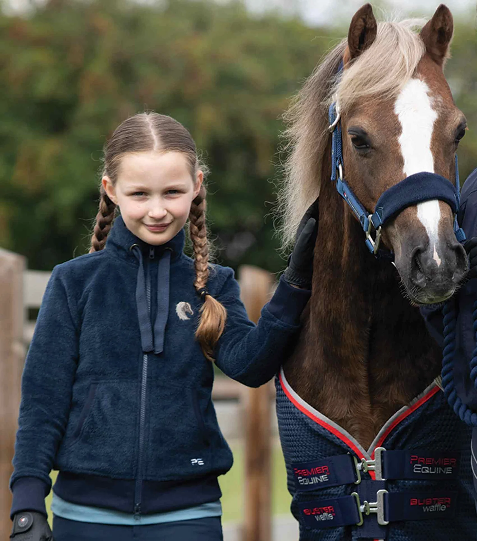 Premier Equine – Girls Sasso Teddy Fleece Riding Jacket – Navy