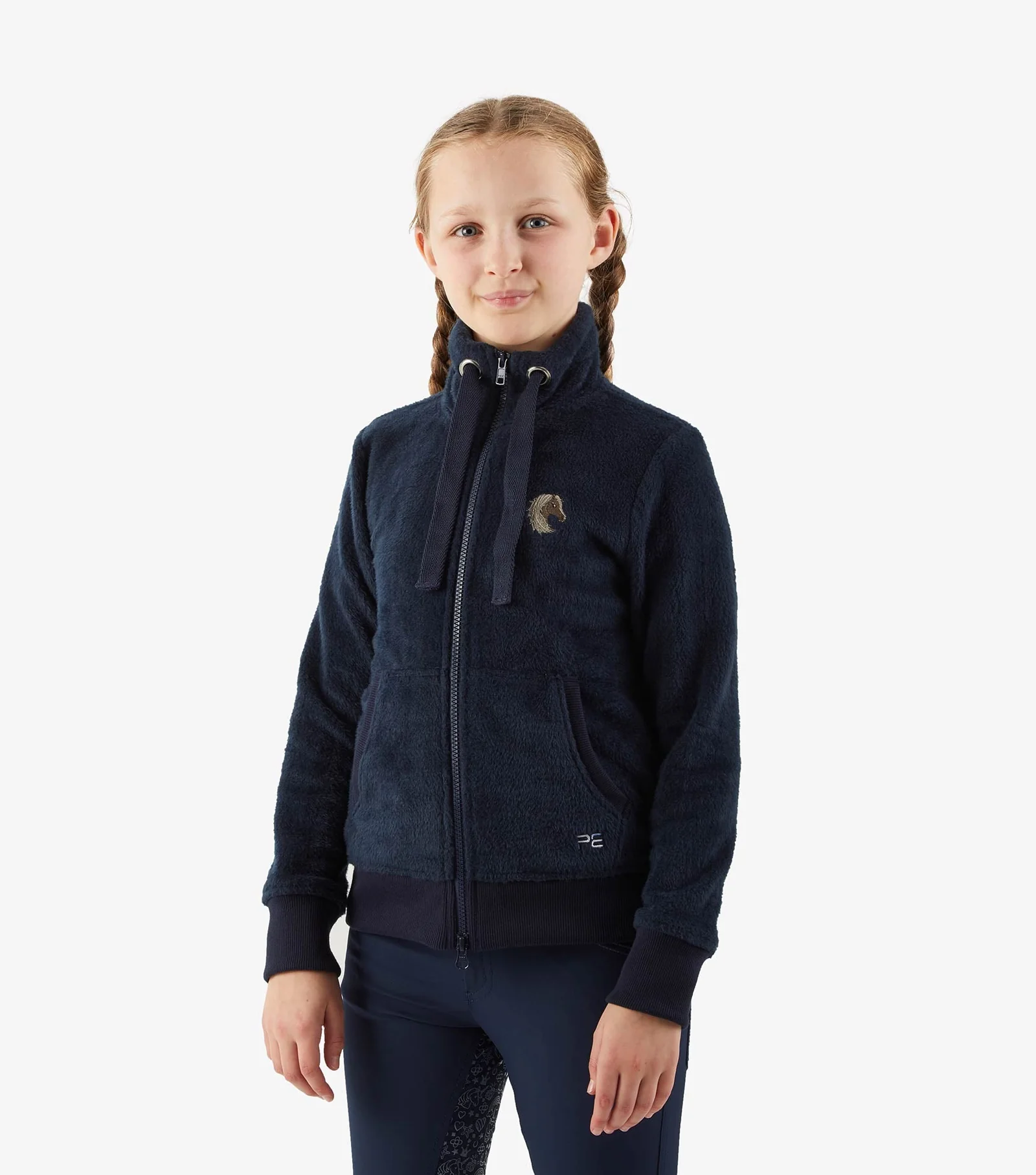 Premier Equine – Girls Sasso Teddy Fleece Riding Jacket – Navy - Image 4